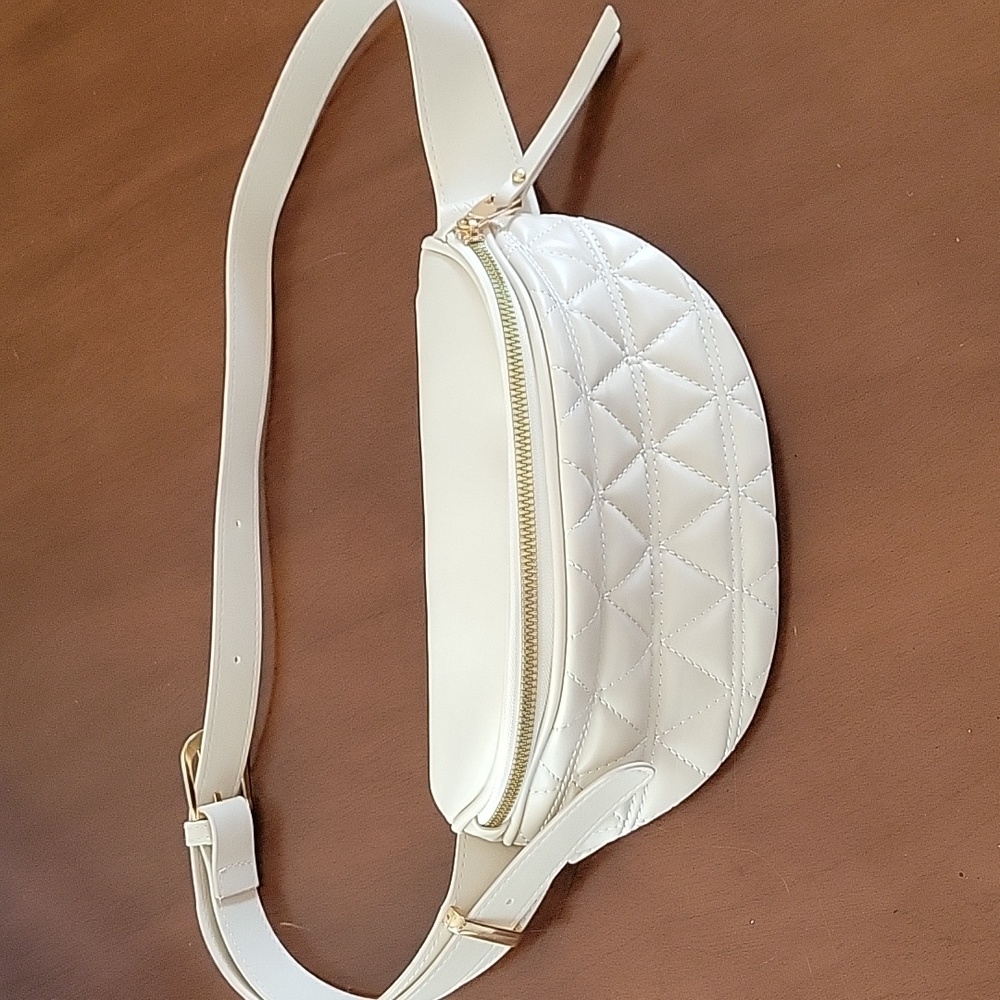 Fanny pack, white with gold accents, never used